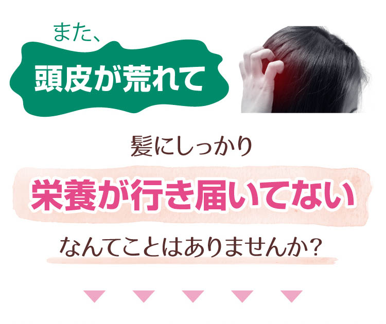 また、頭皮が荒れて、髪にしっかり栄養が行き届いてないなんてことはありませんか？