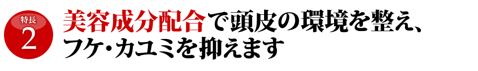 特長2-美容成分配合で頭皮の環境を整え、フケ・カユミを抑えます