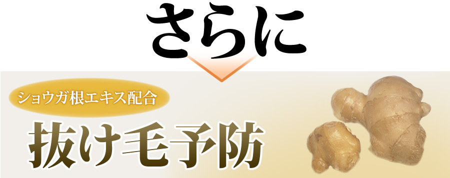 さらに、ショウガ根エキス配合（抜け毛予防）