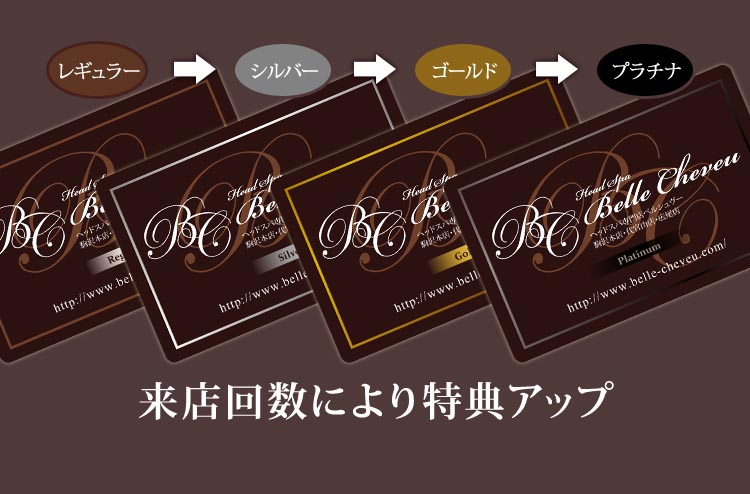 来店回数により特典アップ